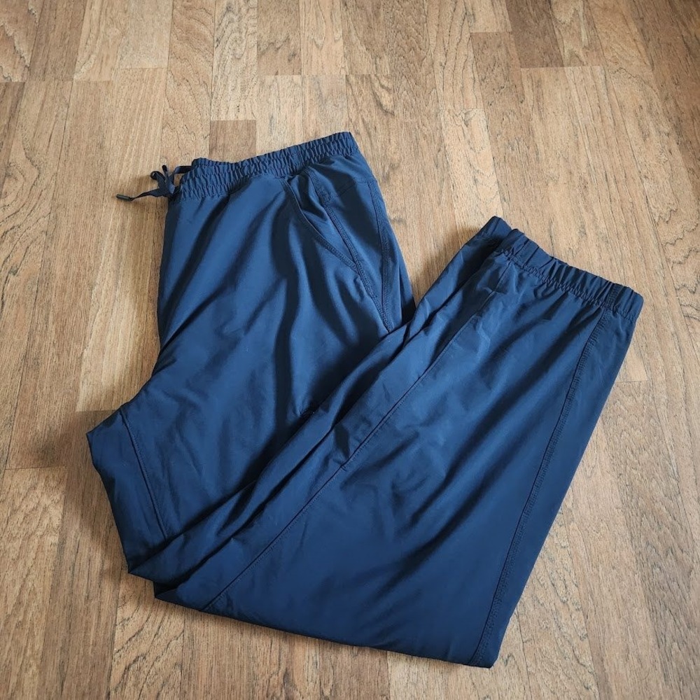 Eddie Bauer Womens Fleece Lined Cargo Joggers Navy Blue Size 16 Thermal 745